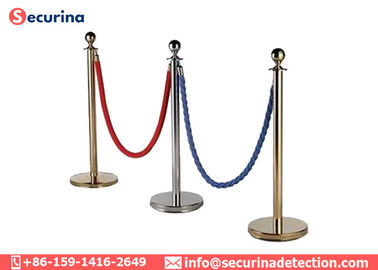 Bank / Exhibition Velvet Rope Crowd Control Barrier Portable With Pole Stanchion